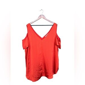 Rachel Roy Women’s Red Cold Shoulder Satin Blouse Size 3X Holiday